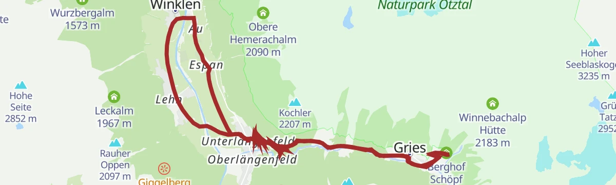 Route map: Rennradtour - Längenfeld - Gries/Winnebach